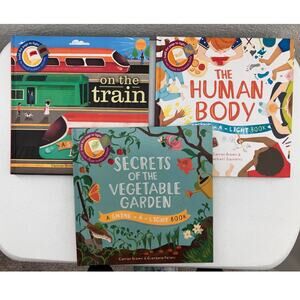 Lot of 3 Kane Miller Shine A Light Train Human Body Garden Picture Children Book